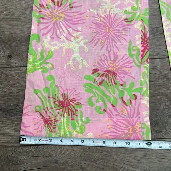 Lilly Pulitzer Mid Rise Wide Leg Pants Pink Green Size Small - Picture 10 of 13